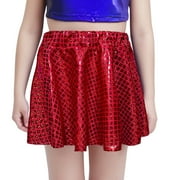 WUXIAN Child Sequin Cheerleading Skirt With Cut Design Versatile Dance Short Dress For Performances And Events Stylish Baby Streetwear